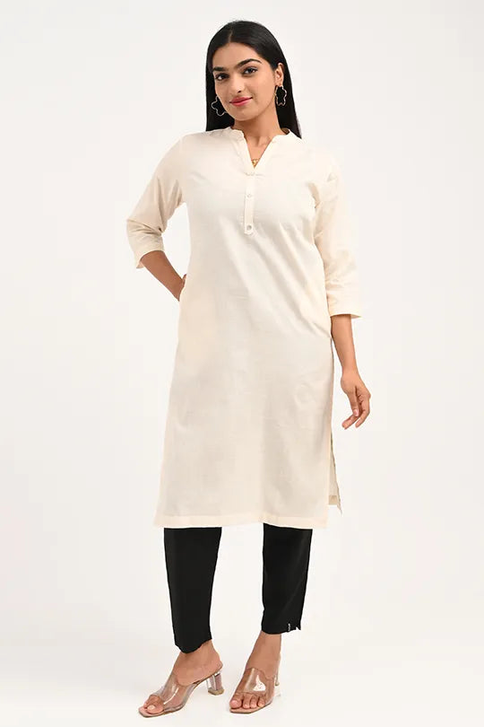 Stain proof Light cream Cotton Kurti